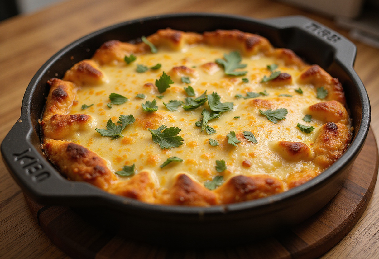 Finished keto beef mince casserole with melted cheese, ready to serve.