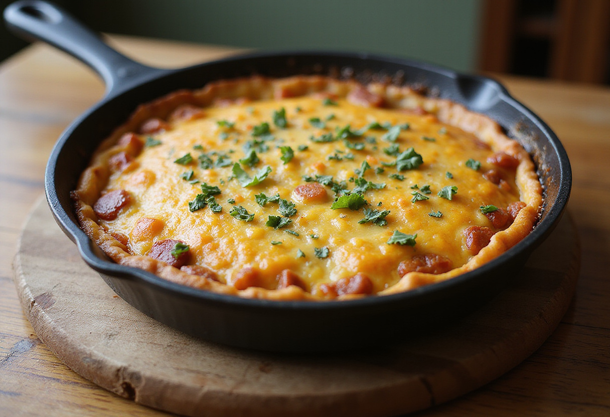 Finished keto beef mince casserole with melted cheese, ready to serve.