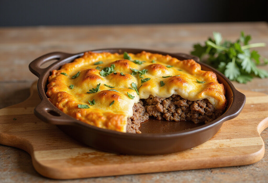 Delicious keto ground beef casserole ready to serve.