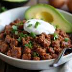 Delicious and healthy keto ground beef recipe with avocado and sour cream.