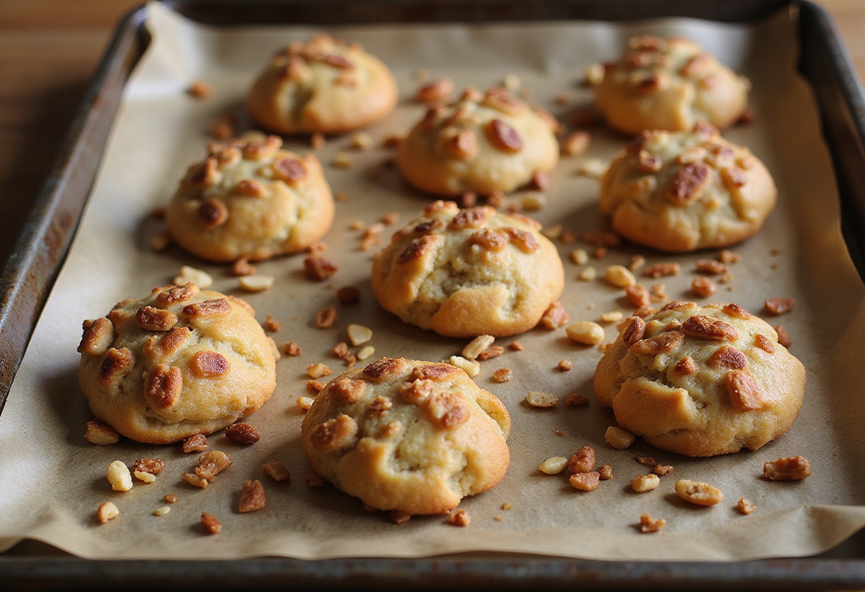 Freshly baked Pignoli Cookies ready to be served.