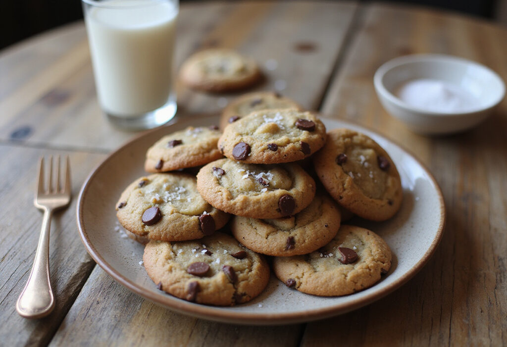 Freshly baked chocolate chunk sea salt cookies.