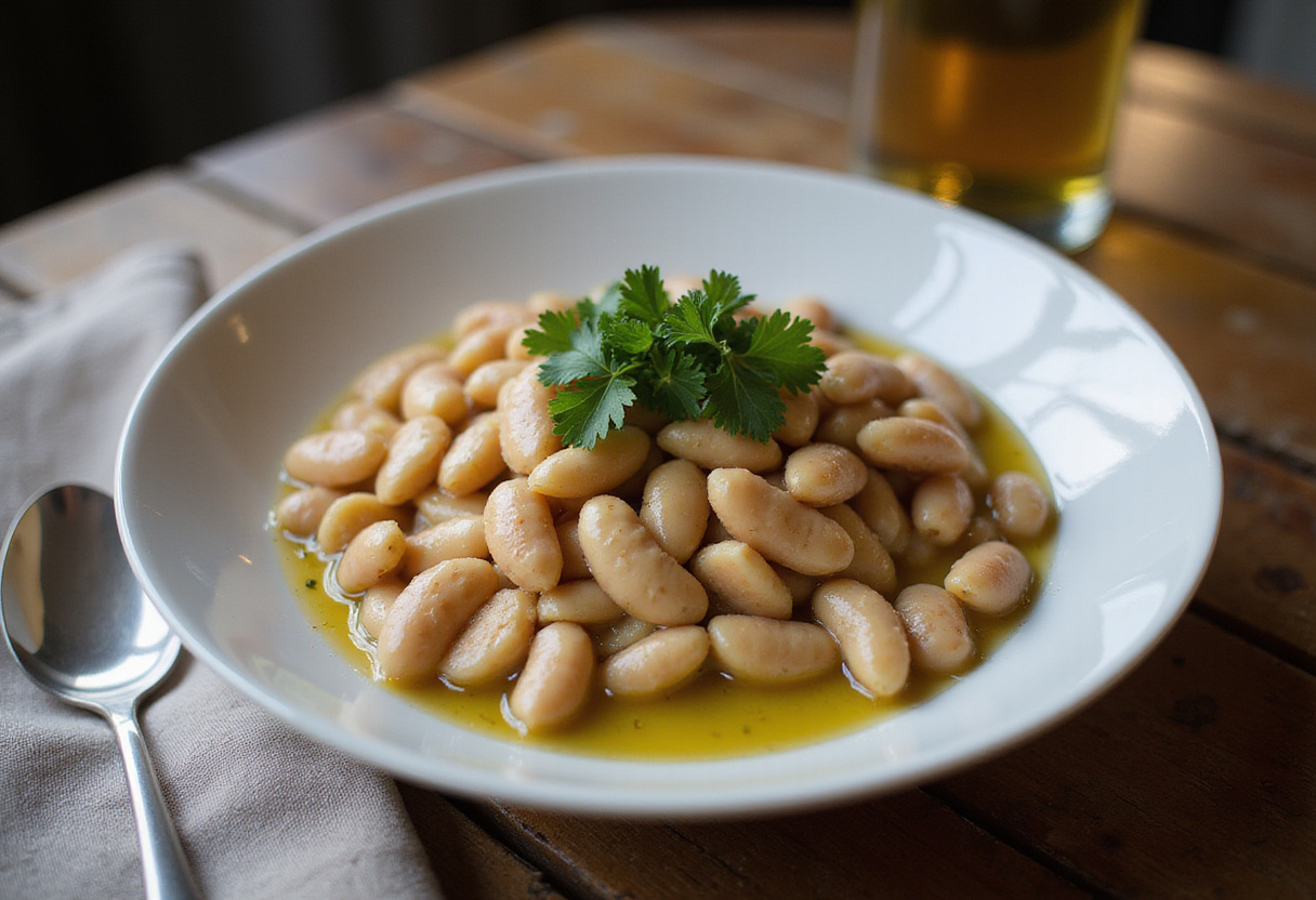Finished bowl of creamy butter beans garnished with parsley, ready to serve, from Best Way to Make Butter Beans Recipe.