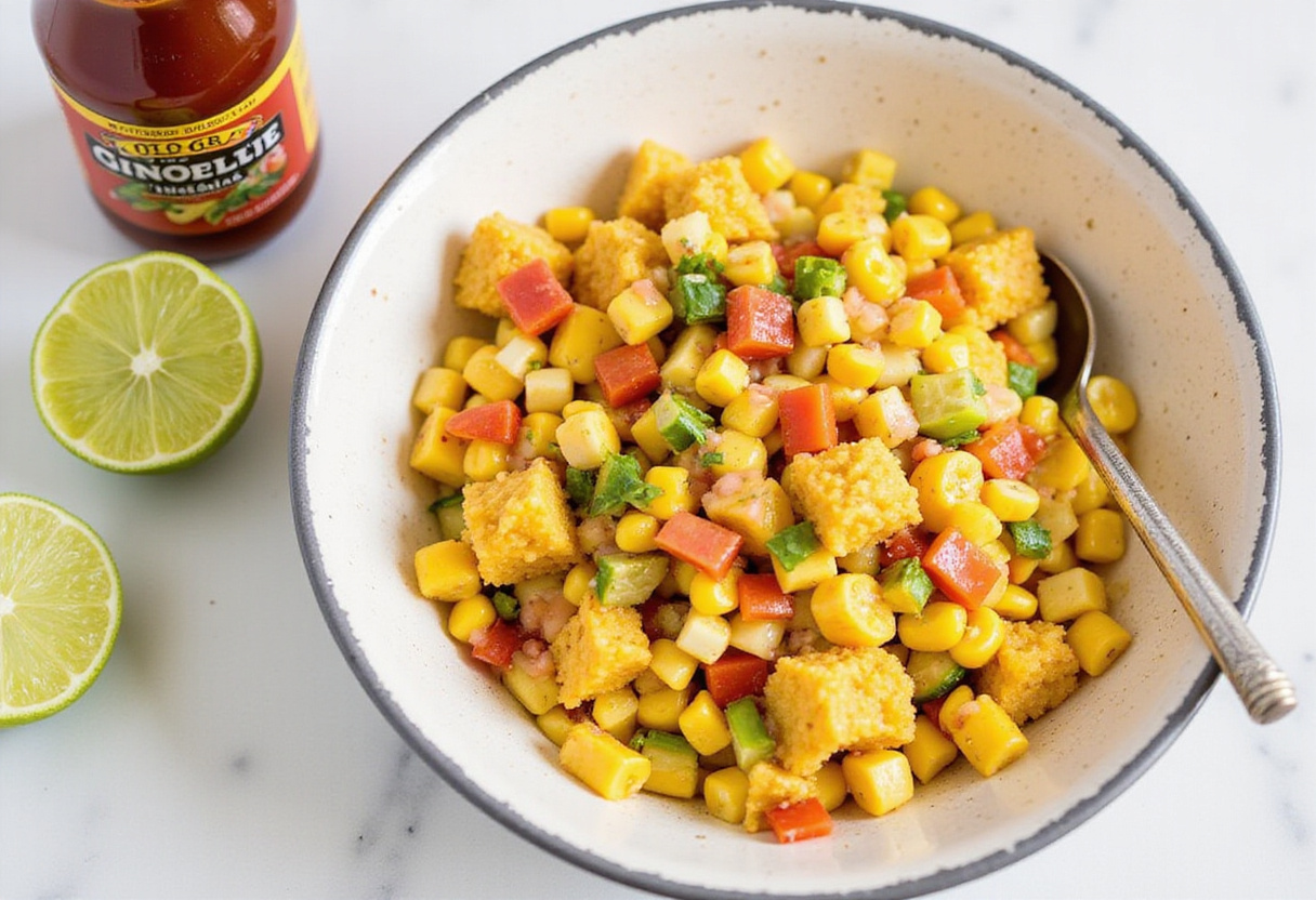 Chipotle pepper sauce and lime for adding to homemade Corn Salsa.