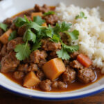 Delicious Instant Pot ground beef dish garnished with cilantro and served with rice, the best way to make ground beef at home.