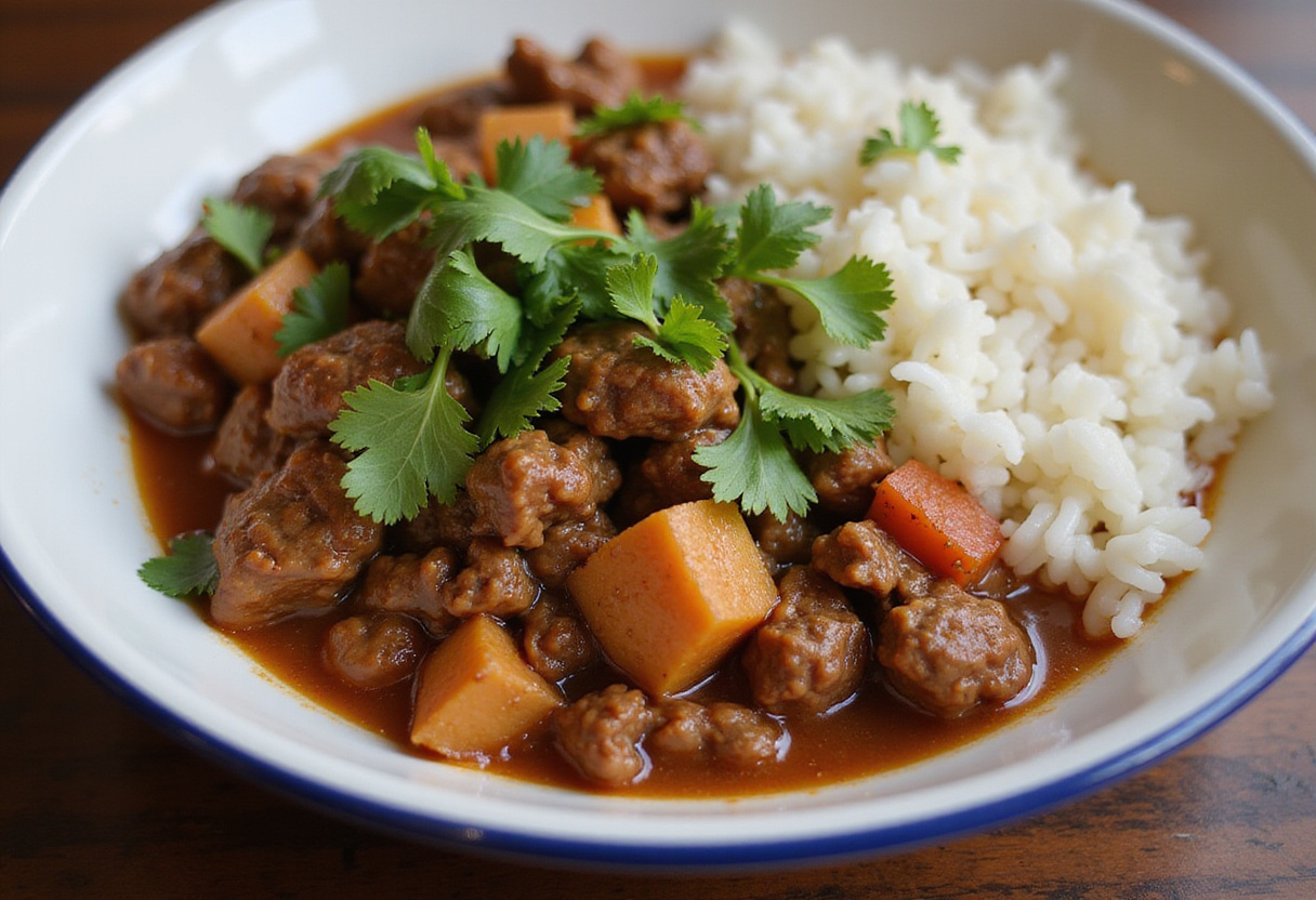 Delicious Instant Pot ground beef dish garnished with cilantro and served with rice, the best way to make ground beef at home.