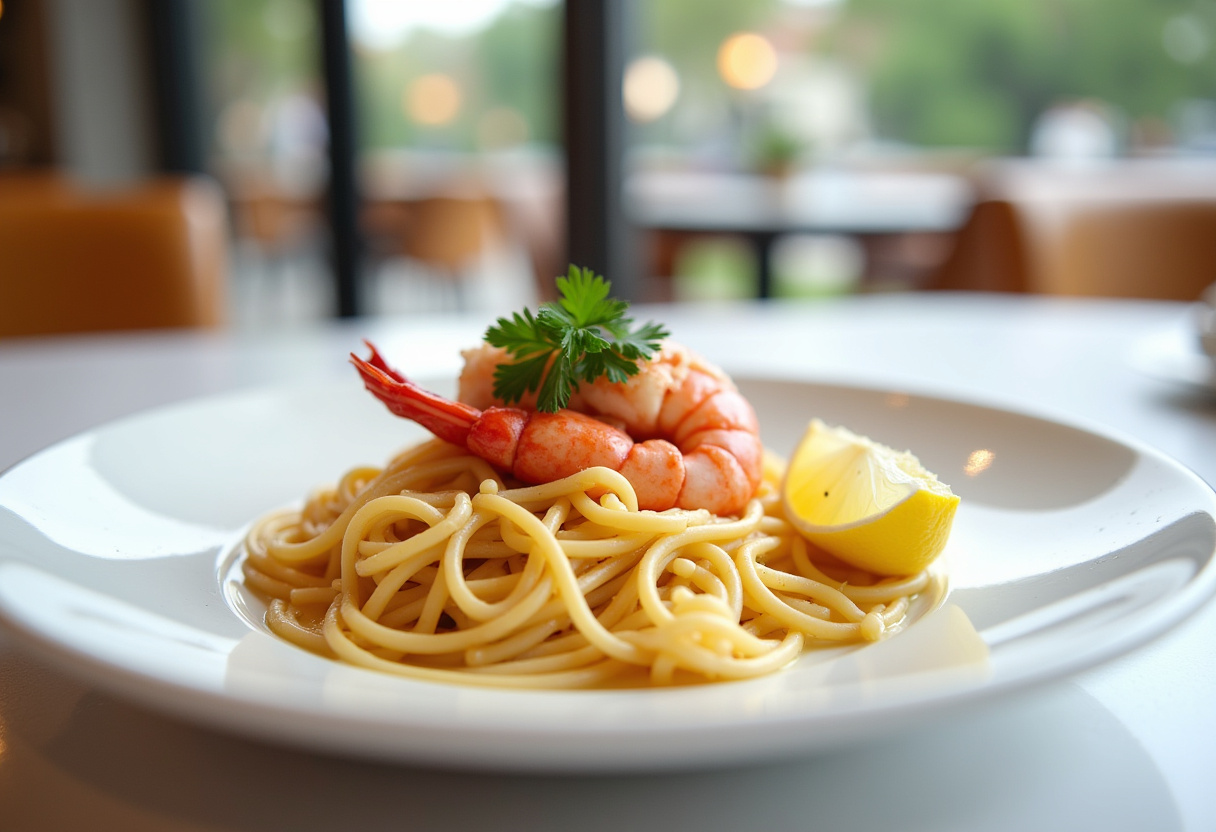 Authentic homemade lobster pasta dish served on a plate.