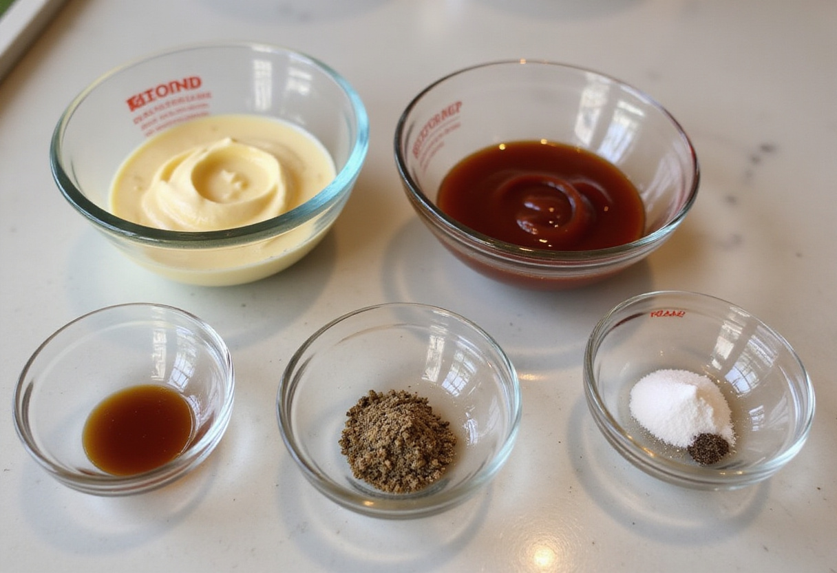Ingredients prepared for making homemade Raising Cane's Sauce.