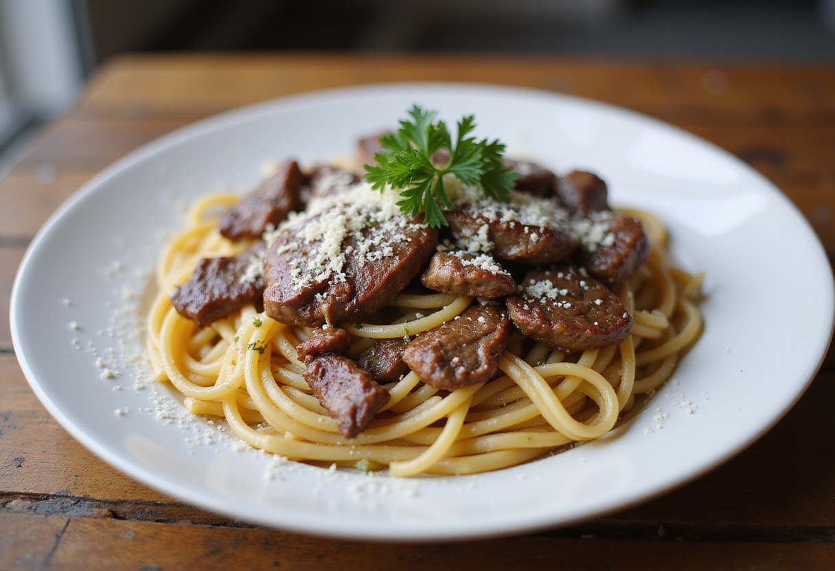 Homemade Steak Pasta served, the best way to enjoy it at home.