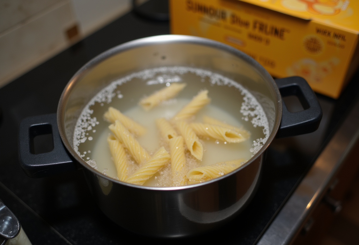 Boiling water in pot for Boursin Cheese Pasta Recipe.