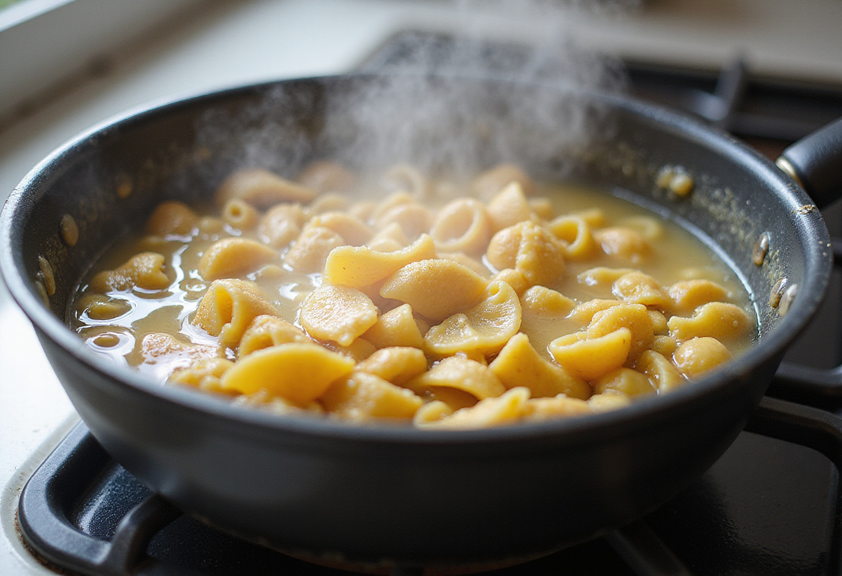 Pasta boiling in a pot for Gigi Hadid Pasta recipe.
