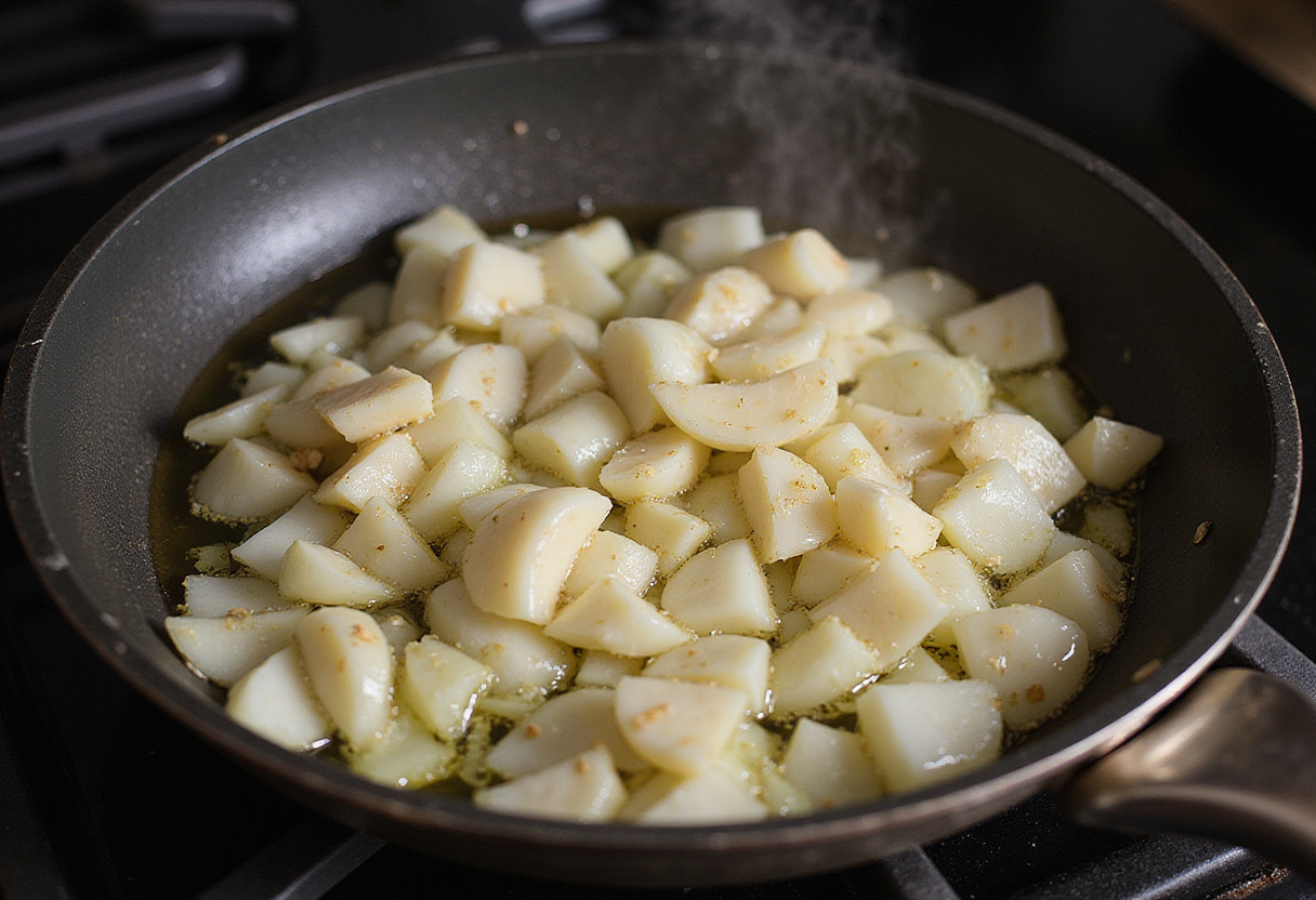 Onions and garlic sauteing for Gigi Hadid Pasta sauce.