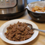 Perfectly cooked ground beef from Instant Pot, ready to serve.