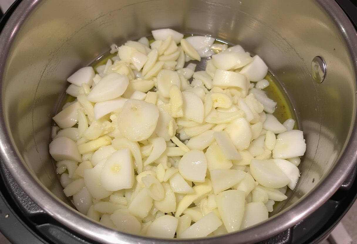 Sautéing onions and garlic in Instant Pot for ground beef.