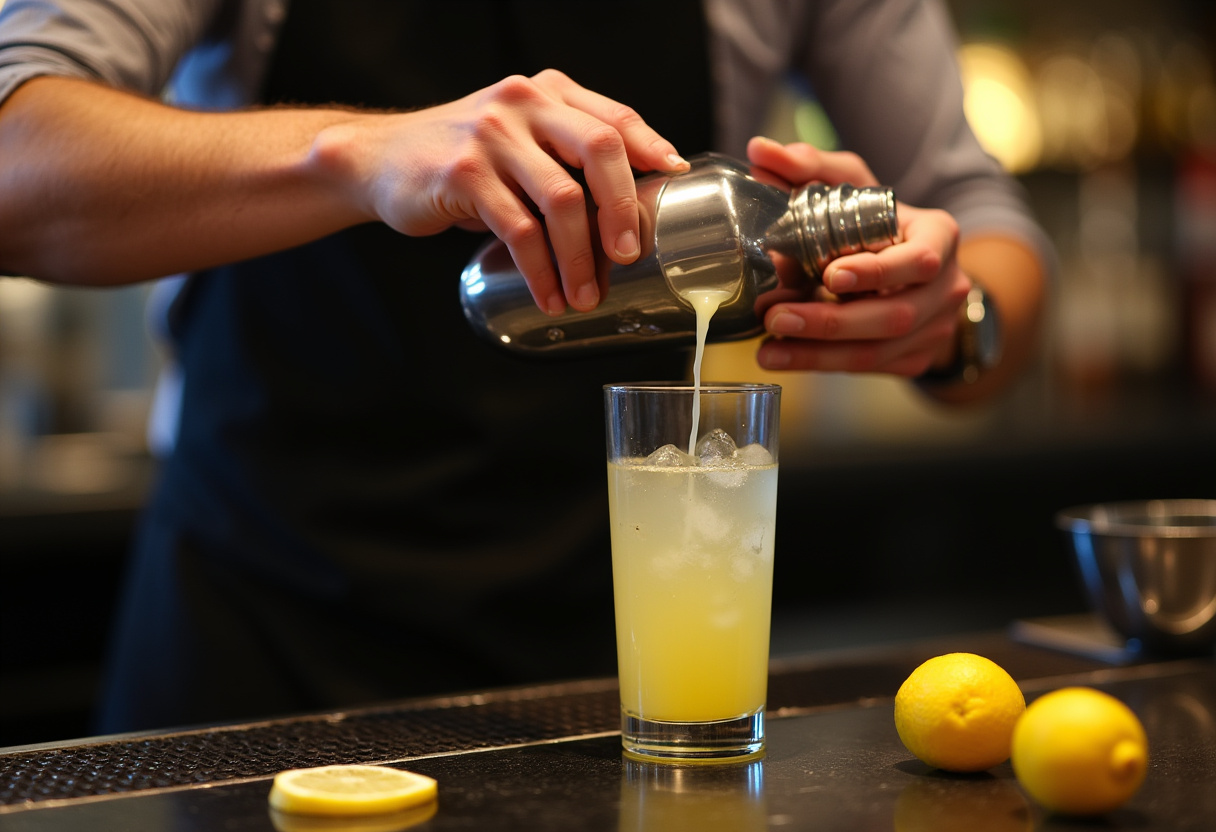 Fresh lemon juice being squeezed for a lemon drop shot recipe.