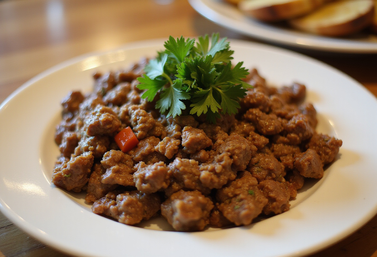 Juicy 3-ingredient ground beef recipe served on a plate.