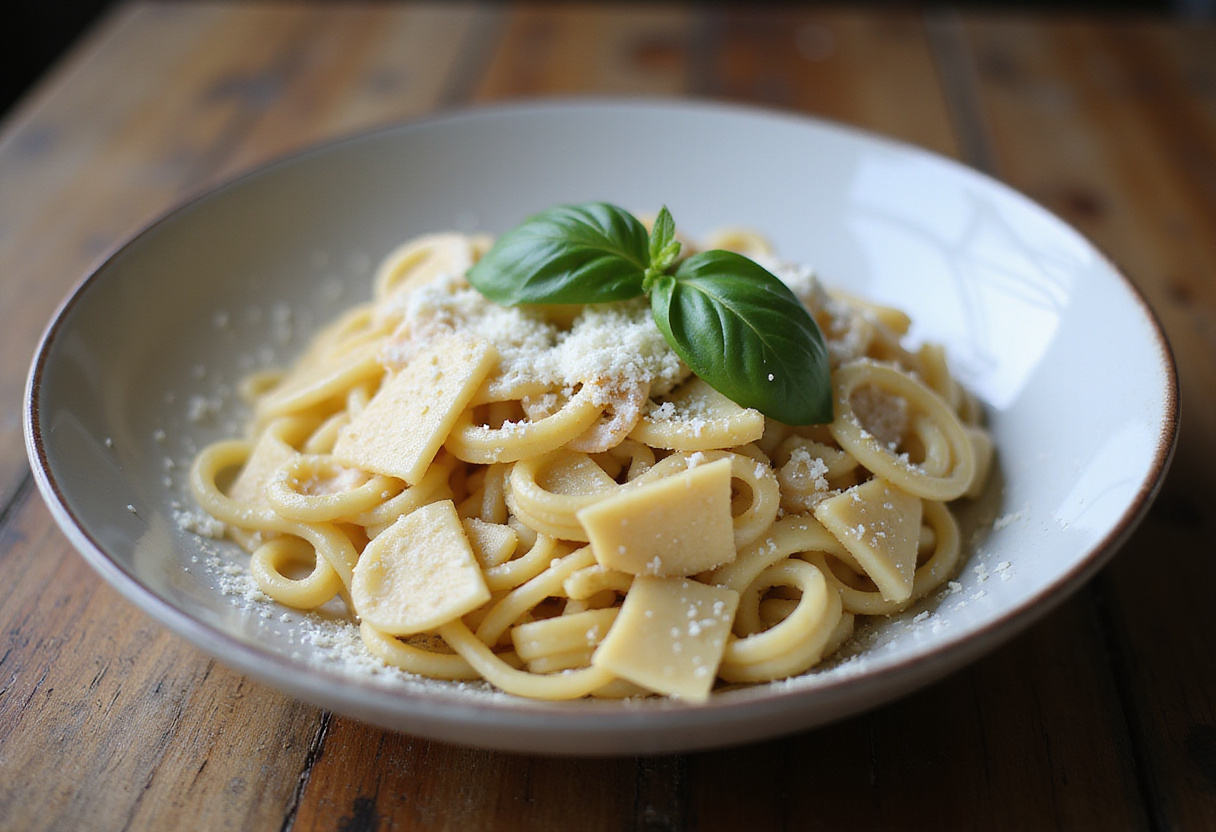 Delicious Juicy Boursin Cheese Pasta Recipe served with basil and parmesan.