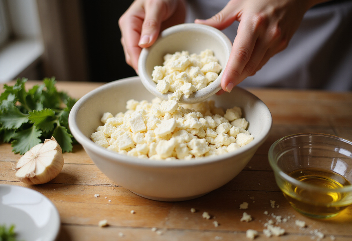Boursin cheese being prepared for a Juicy Boursin Cheese Pasta Recipe.