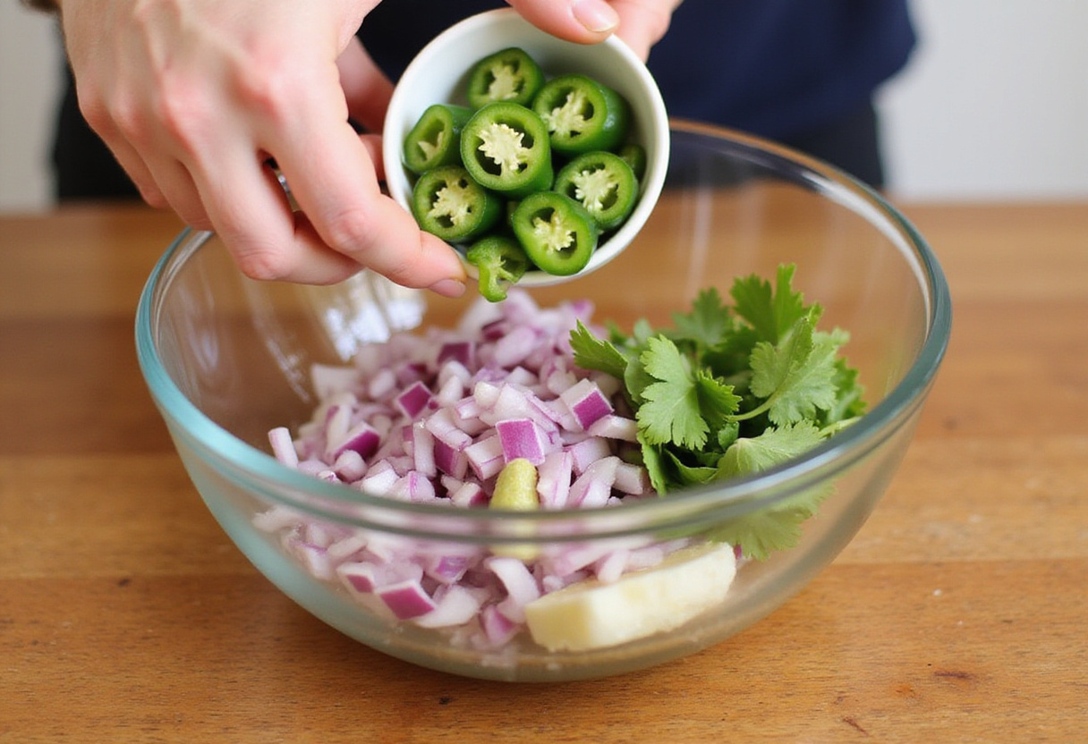 Preparing fresh ingredients for a flavorful homemade chipotle corn salsa.