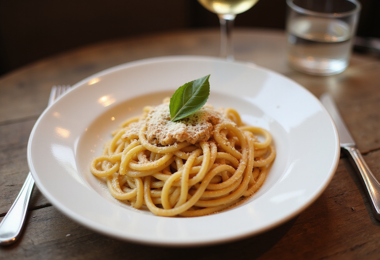 Plated Gigi Hadid Pasta with basil and Parmesan cheese.