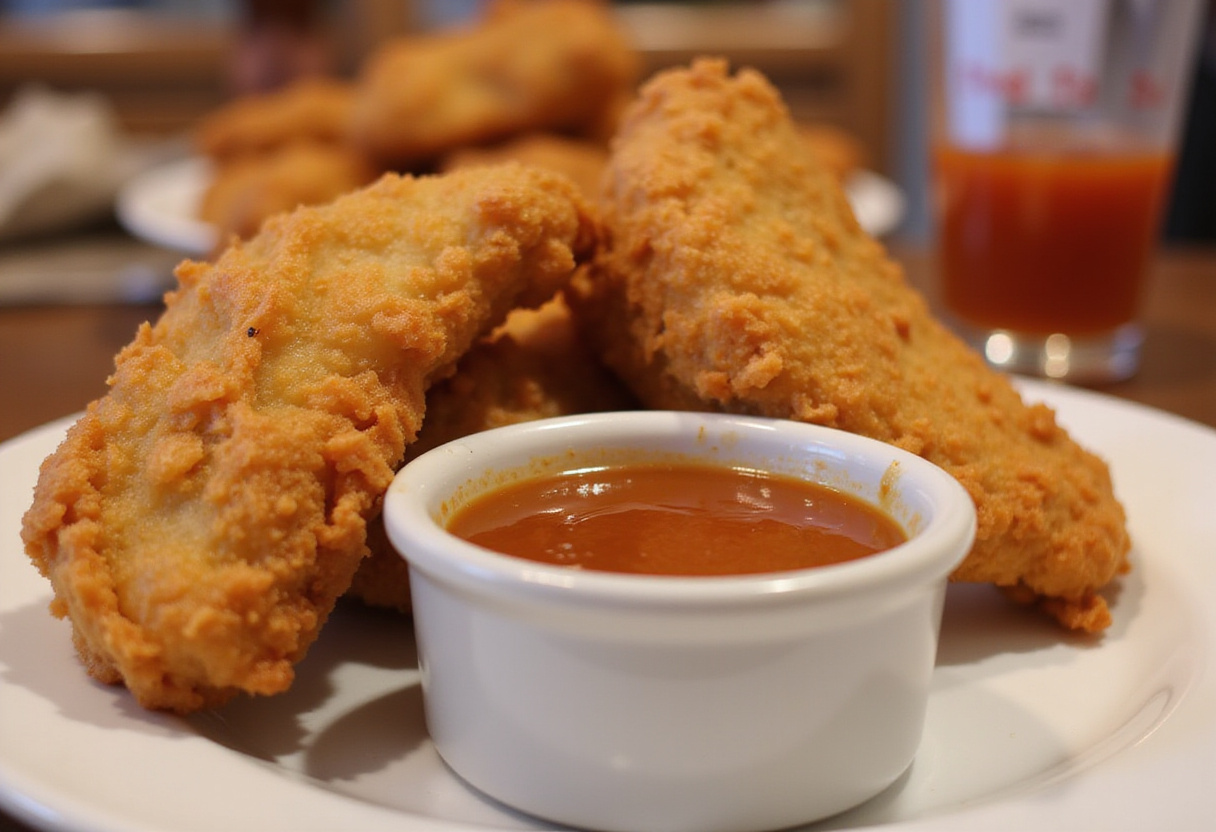 Juicy Raising Cane's Sauce served with chicken tenders.
