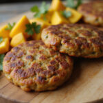 Juicy Jamaican Beef Patties served with mango salsa.