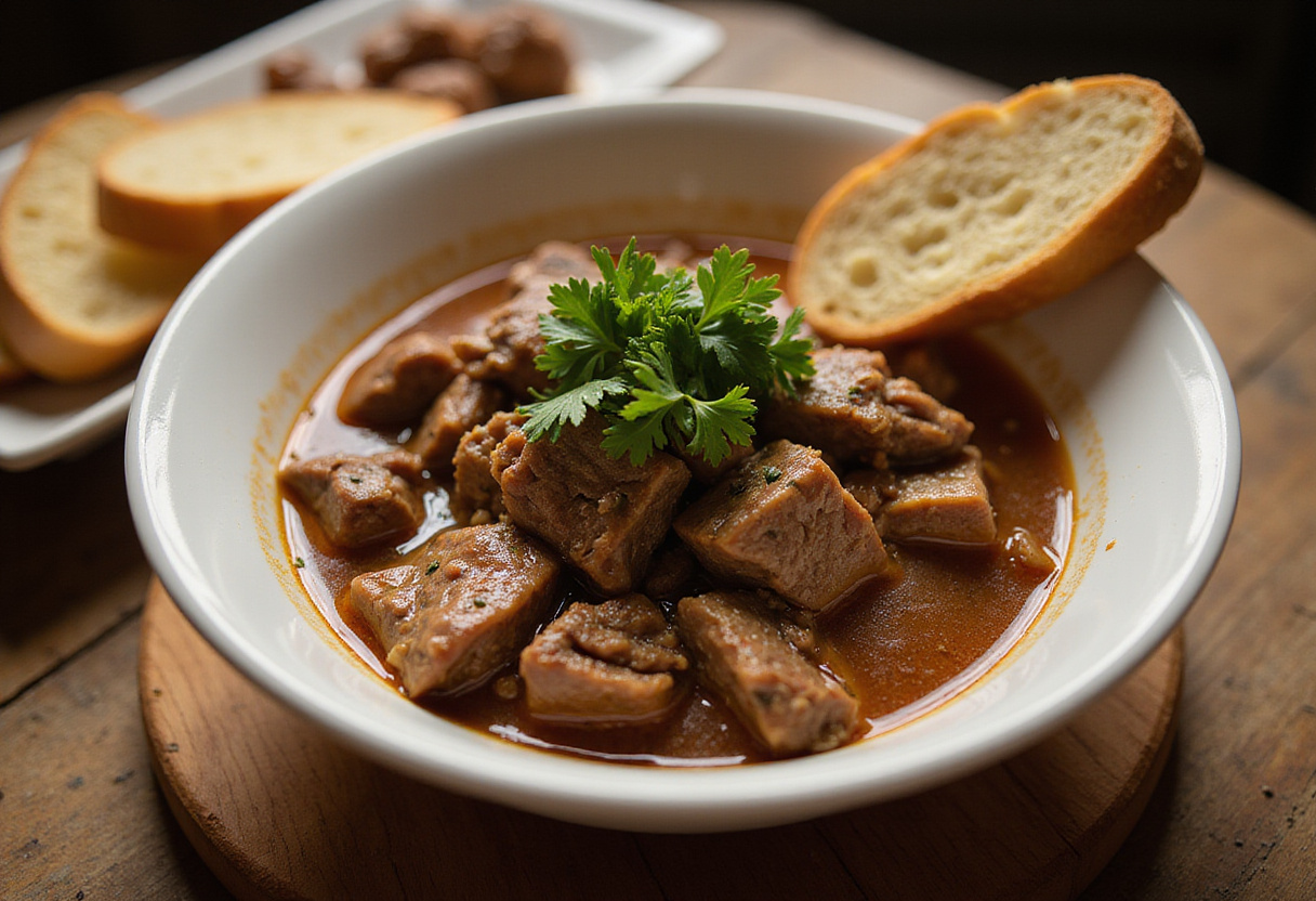 Delicious Juicy Beef Broth Recipe served in a bowl with parsley and bread.