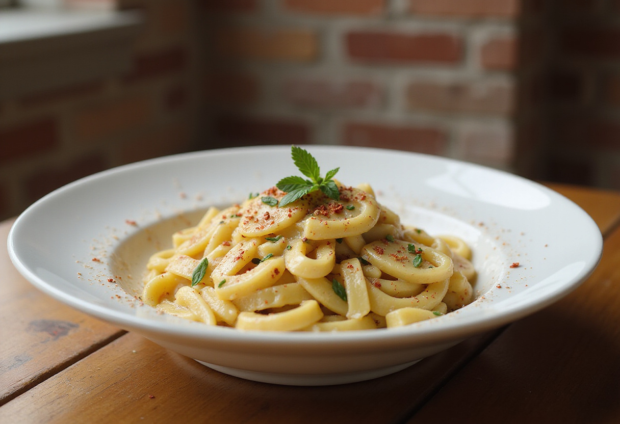 Delicious Boursin pasta with herbs and pepper flakes served in a bowl.