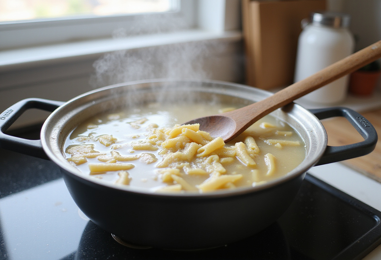 Preparing salted water for Gigi Hadid pasta recipe.