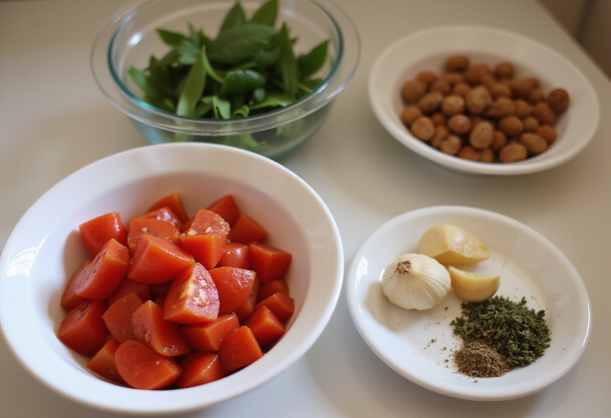 Ingredients for lobster pasta sauce ready for cooking.