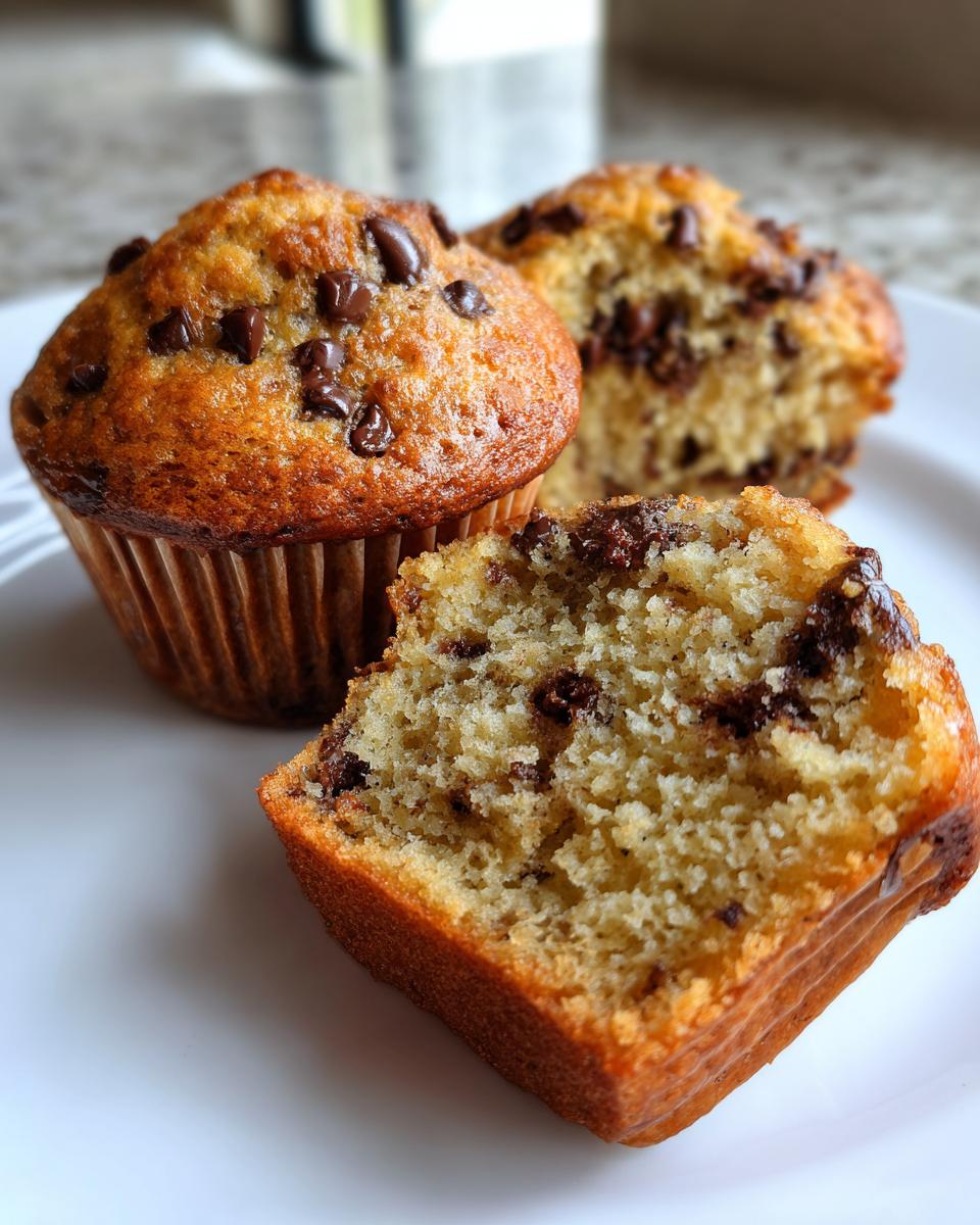 Close-up of chocolate chip muffins, one halved, perfect for Easter brunch ideas.