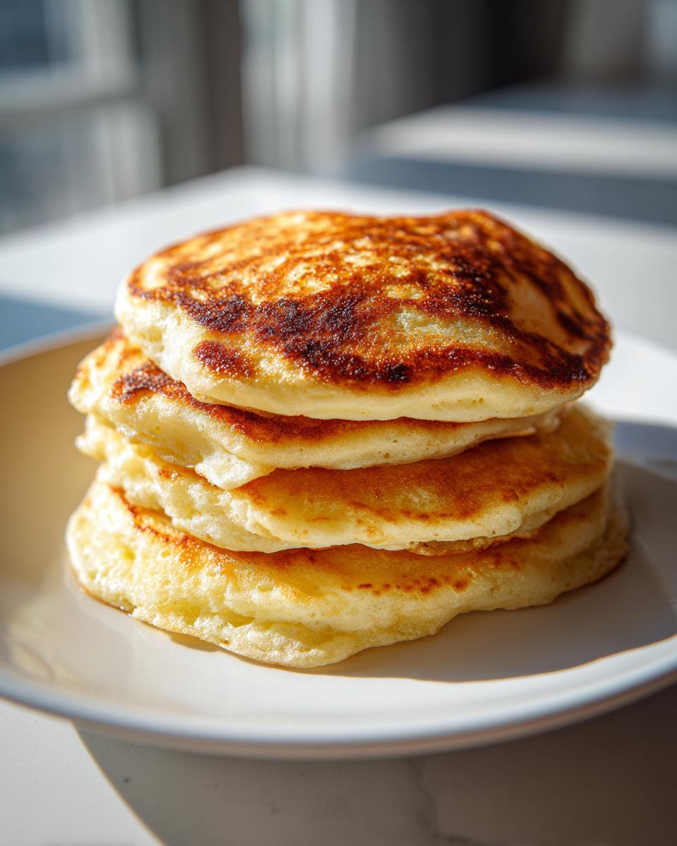 Stack of golden brown fluffy pancakes, perfect for Family Breakfast Ideas.