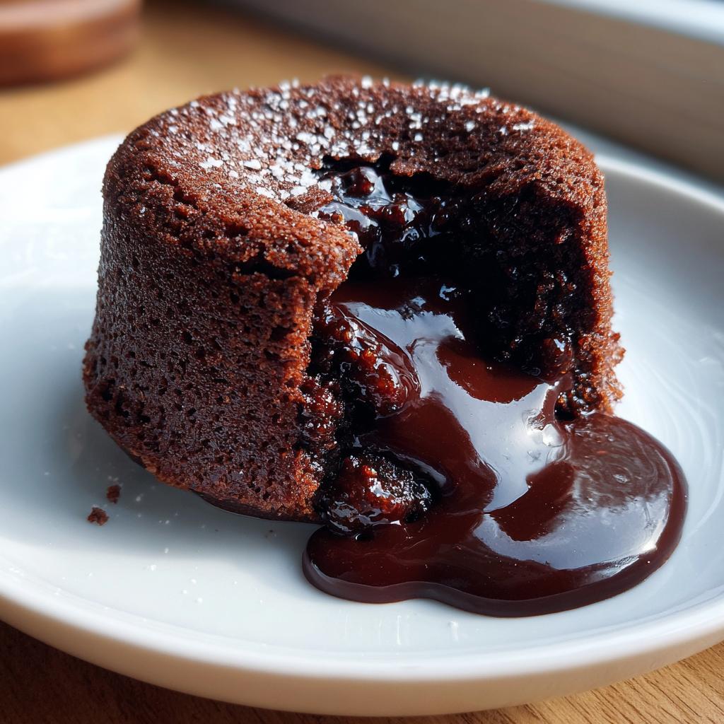 Delicious molten chocolate lava cake, a perfect Valentine’s Day desserts, with a gooey center.