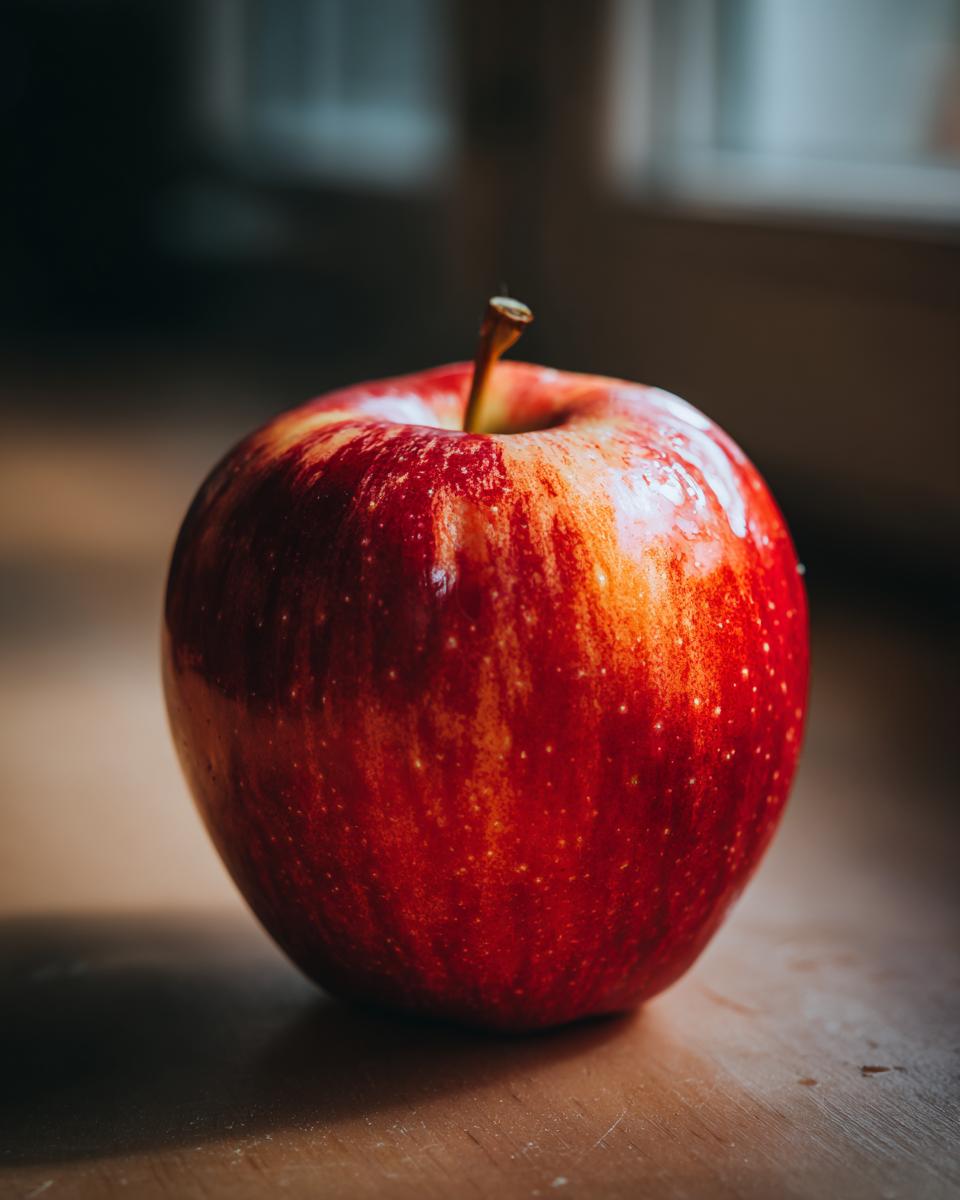 A vibrant red apple, a great choice for healthy snack ideas.