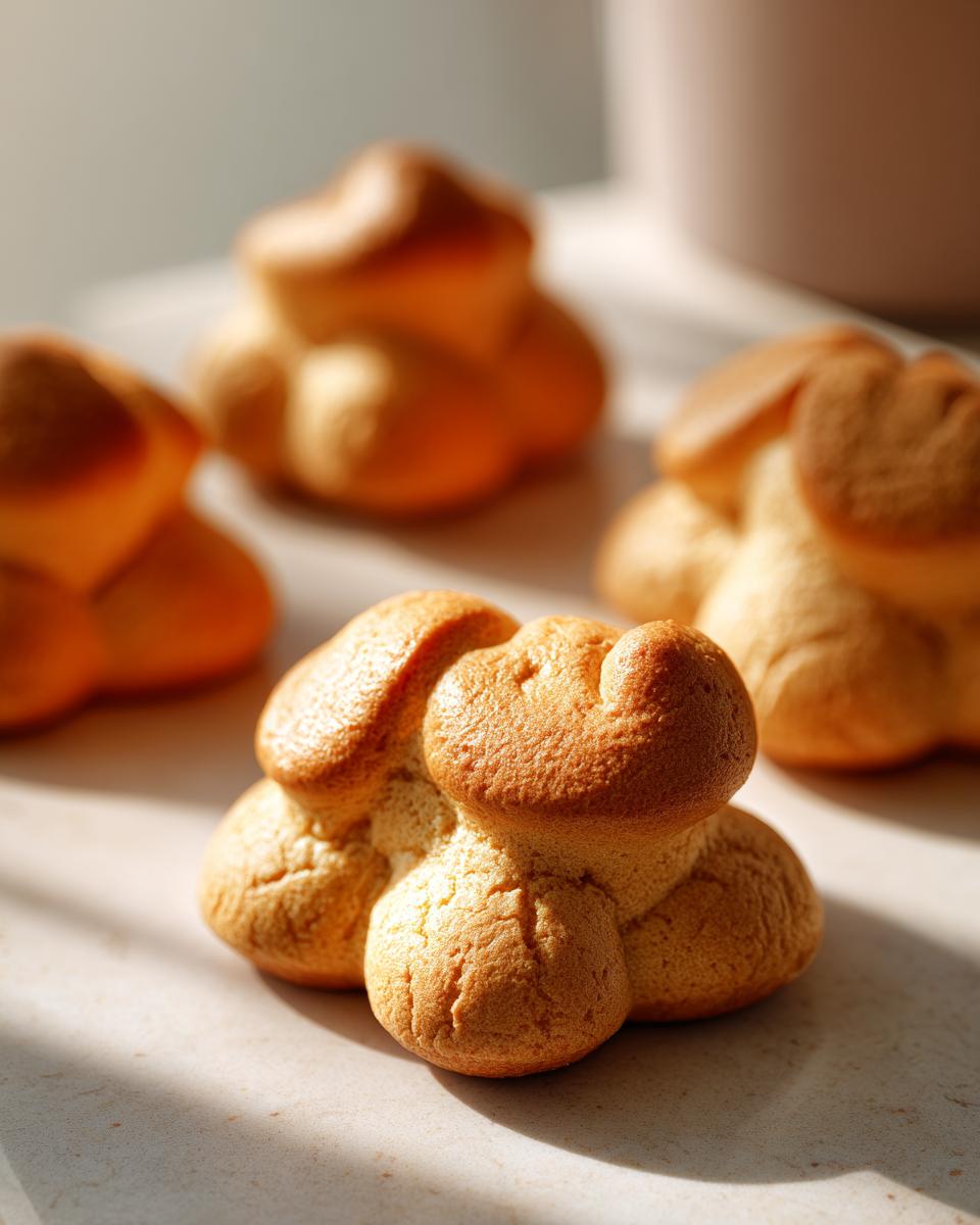 Close-up of freshly baked Snoopy Madeleines, shaped like Snoopy's doghouse, on a light surface.