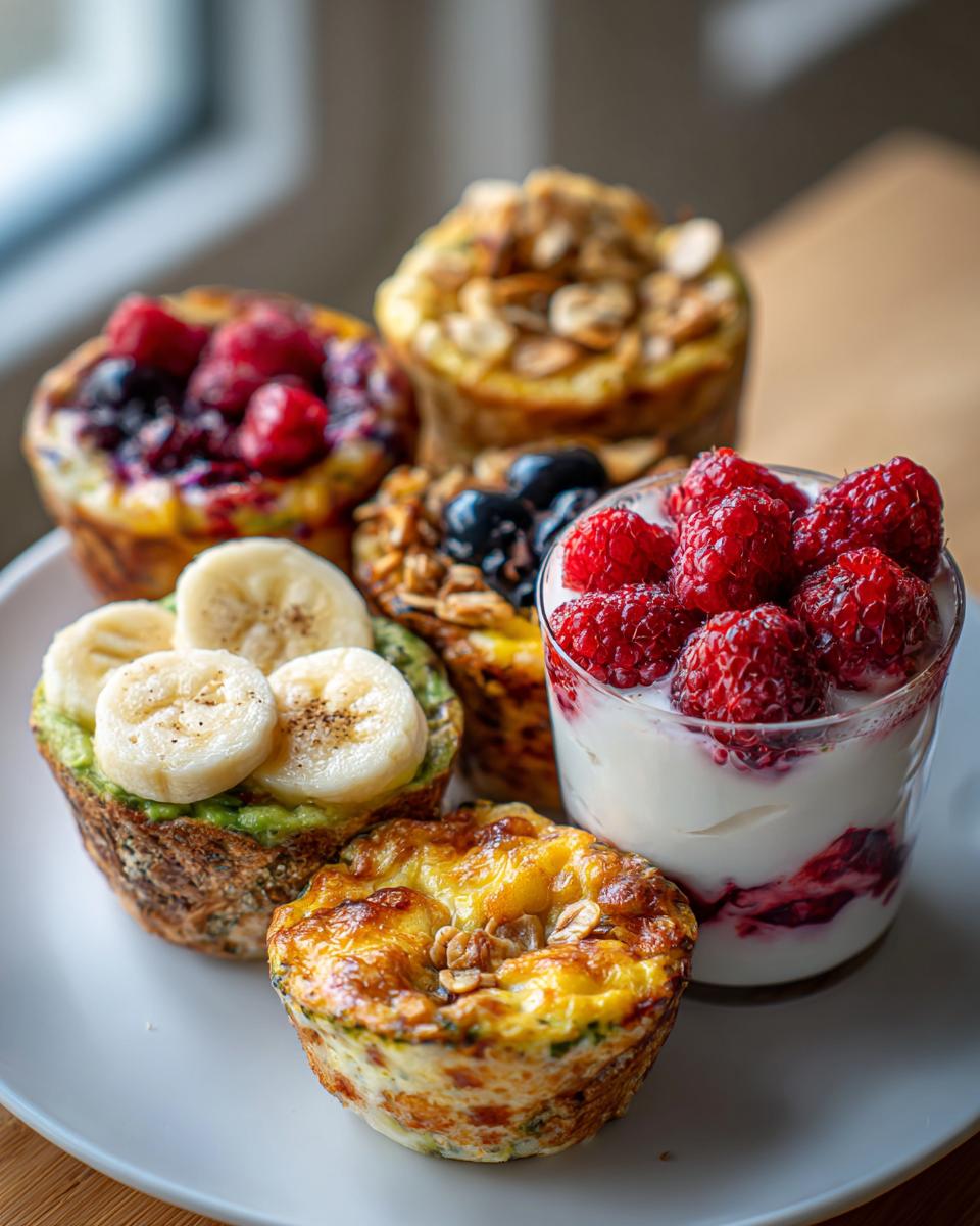 A variety of colorful and delicious Halloween breakfast ideas for kids, including mini quiches, yogurt parfaits, and fruit-topped muffins.