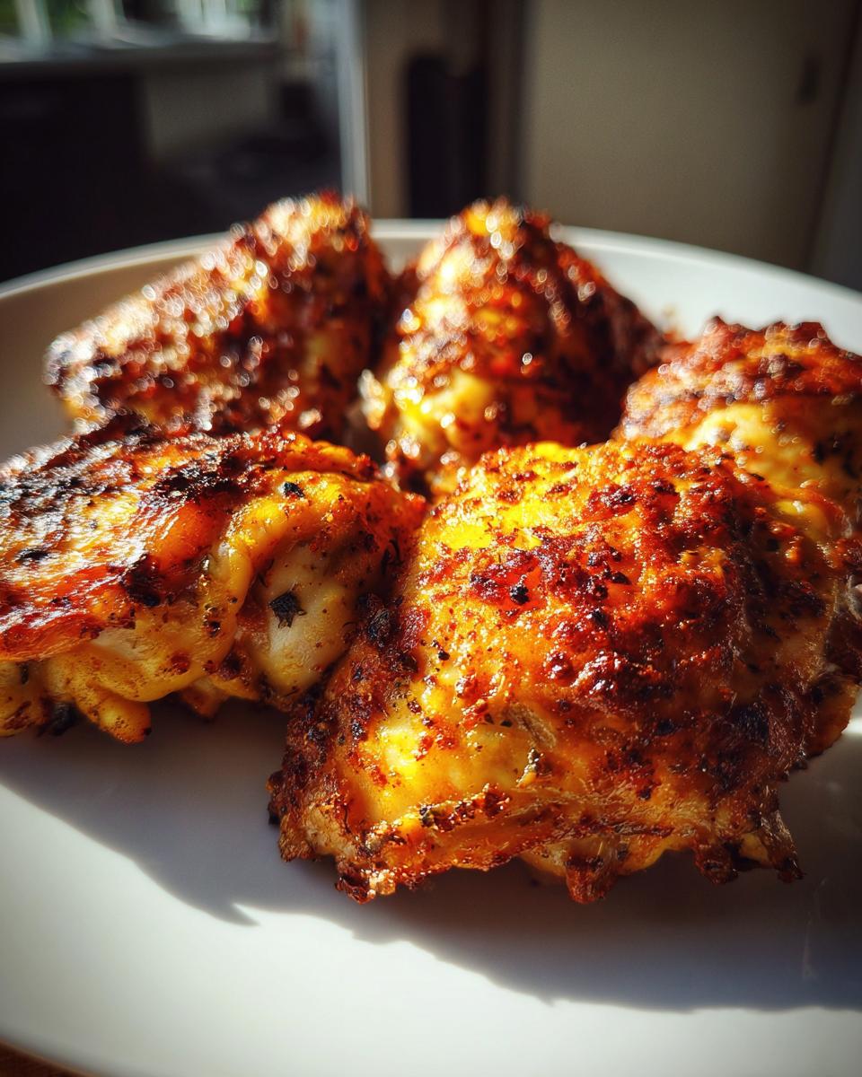 Close-up of perfectly crispy air fryer chicken wings seasoned with spices, ready to eat.