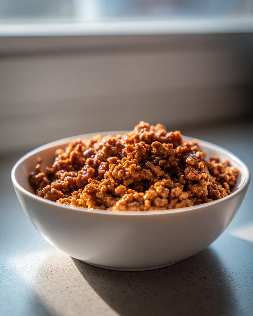 Bowl of cooked seasoned ground beef ready for ground beef recipes