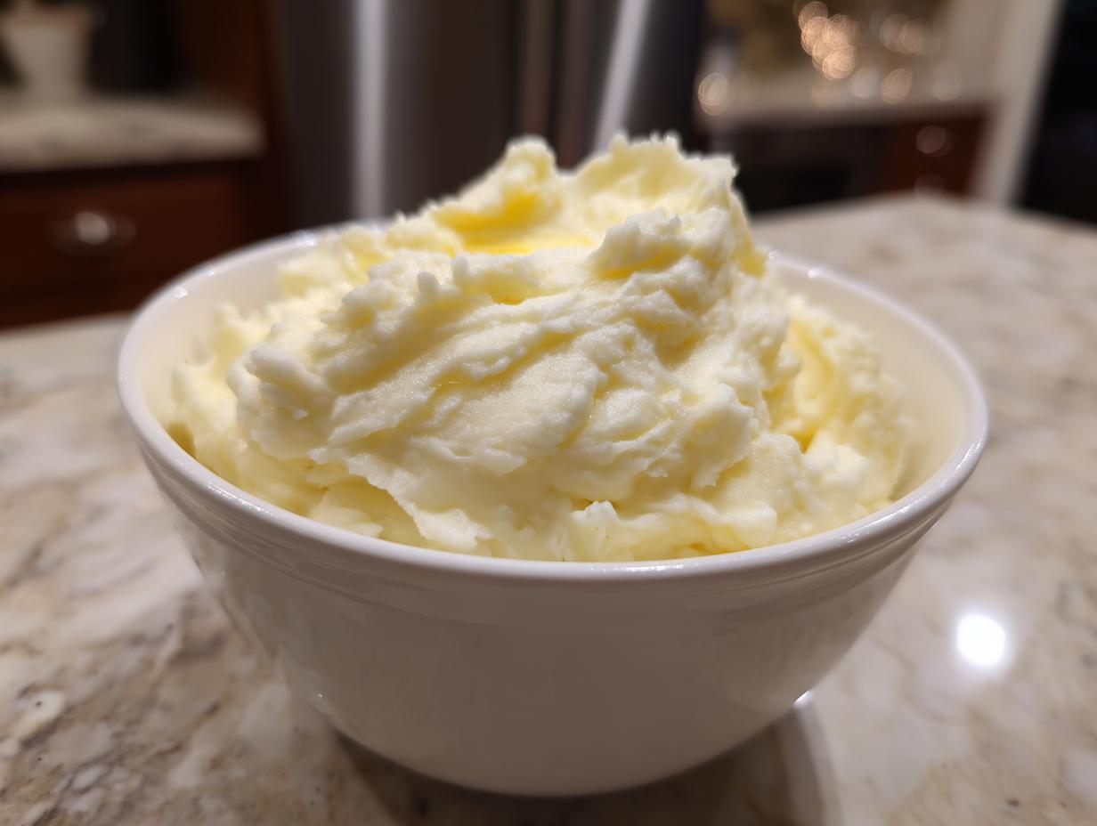 White bowl filled with creamy mashed potatoes on a marble countertop, potato recipes