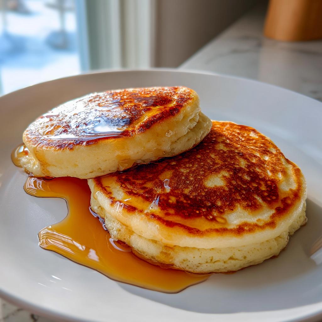 Close-up of fluffy pancakes drizzled with syrup, perfect for easy breakfast ideas.