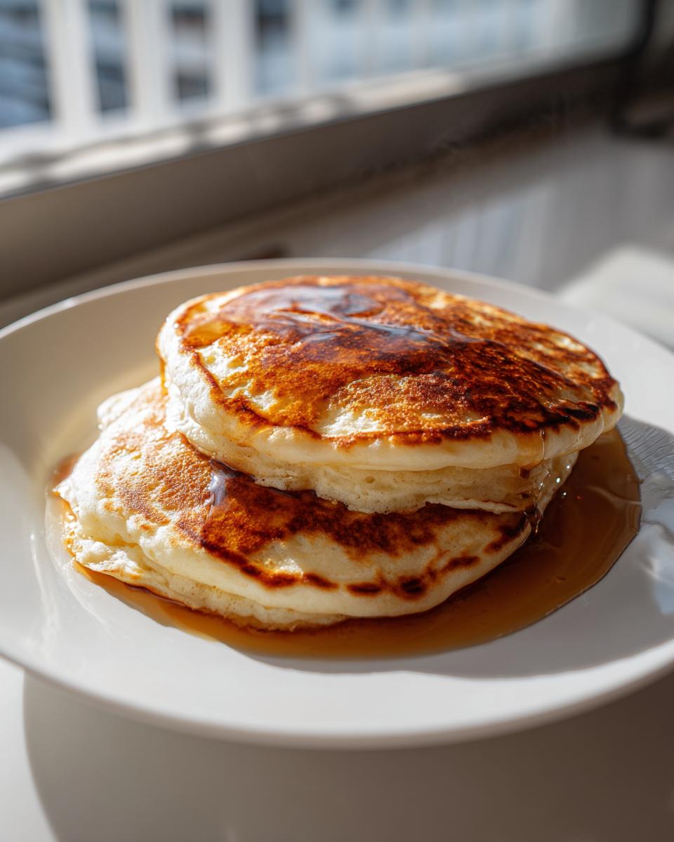 A stack of fluffy pancakes drizzled with syrup, perfect for easy breakfast ideas.