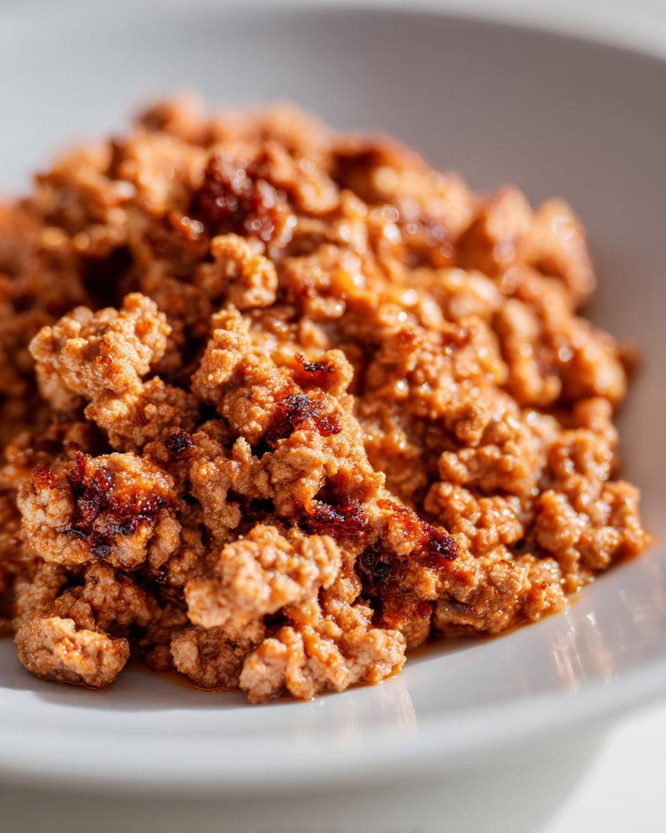 Close-up of a white bowl filled with seasoned ground turkey, a versatile ingredient in many ground turkey recipes.