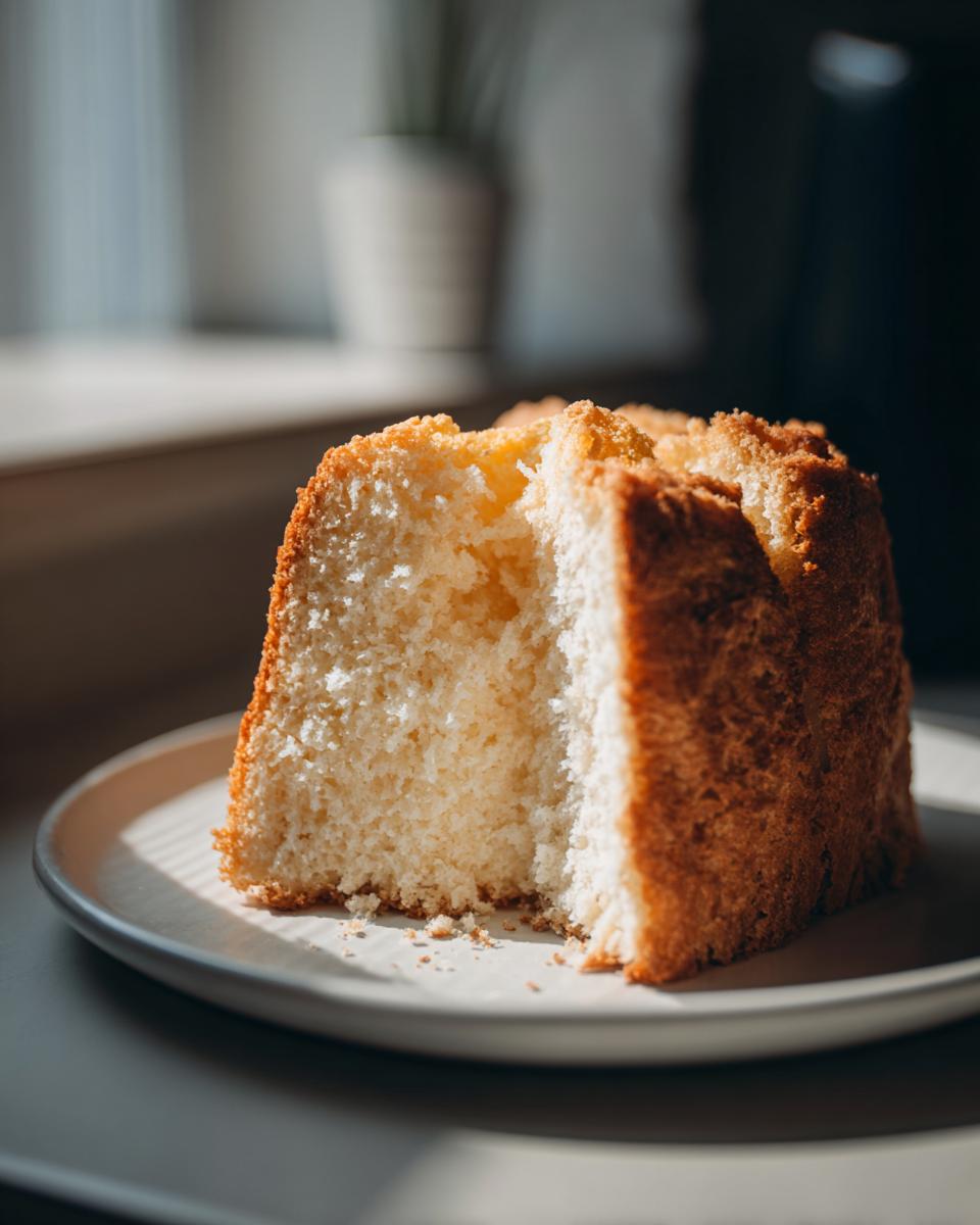 A slice of light and airy vanilla cake from our cake recipes collection, served on a plate.