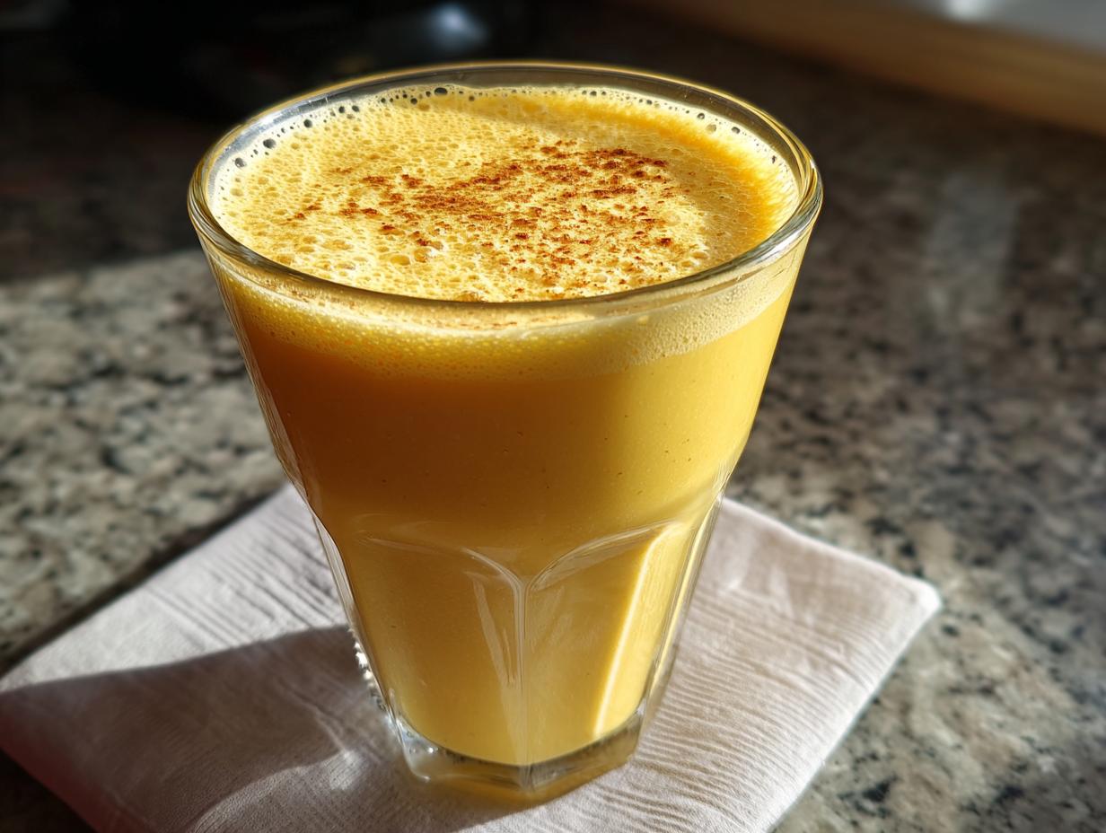 Close-up of a frothy mango lassi smoothie for iftar in a clear glass on a white napkin.