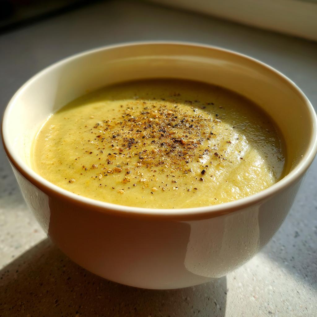 A bowl of creamy soup topped with cracked black pepper, showcasing easy creamy soup recipes.