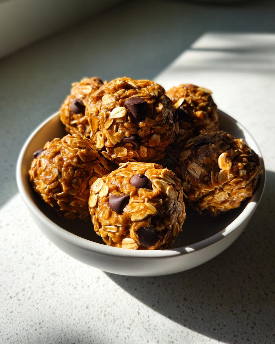 Bowl of quick sweet snack recipes energy bites with oats and chocolate chips