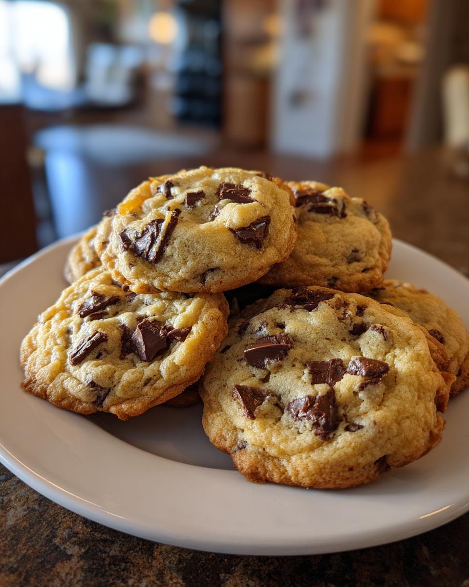 Close-up of simple baked cookie recipes with chocolate chunks on a white plate.