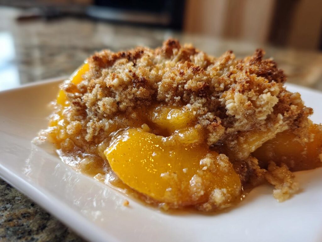 fresh peach crisp - Featured