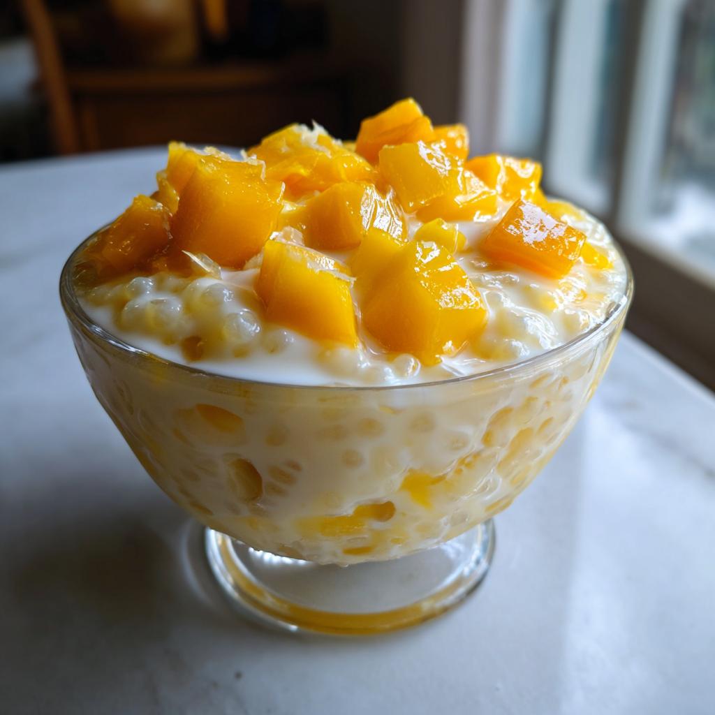 mango sago with milk - Tasty
